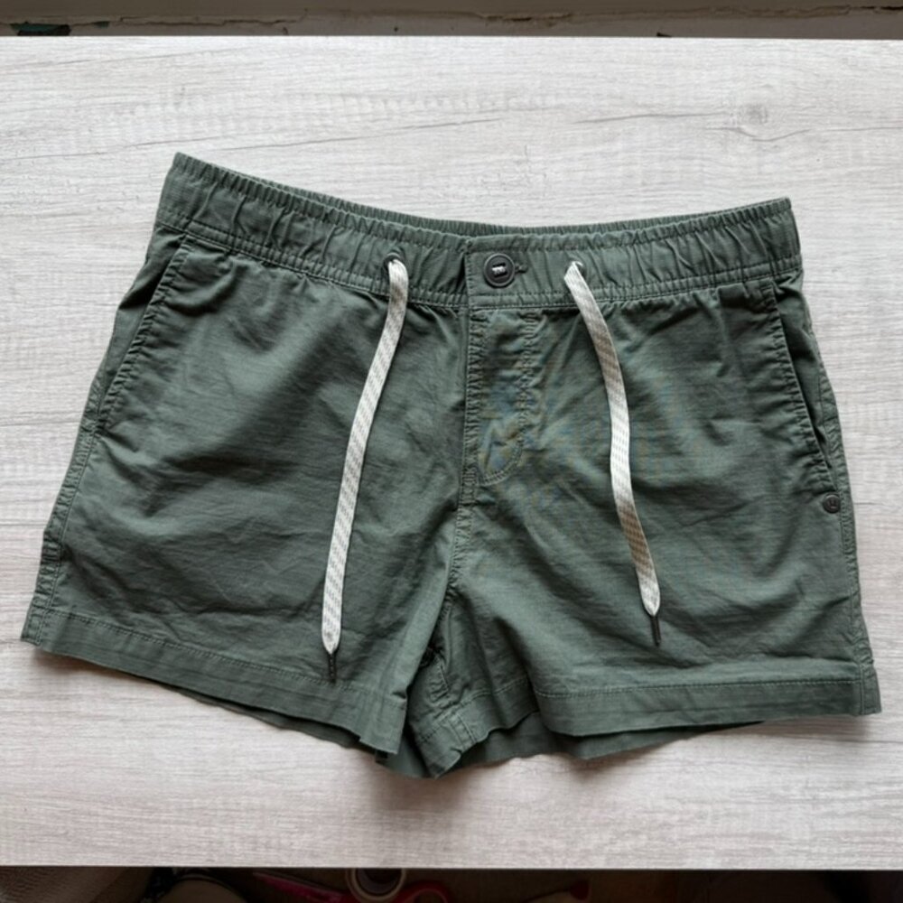 Vuori Ripstop Elastic Waist Drawstring Solid Green Shorts Womens Small Gorpcore